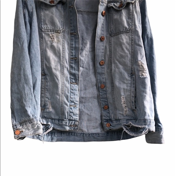 Refuge size 1X blue jean denim distressed jacket - Picture 4 of 8